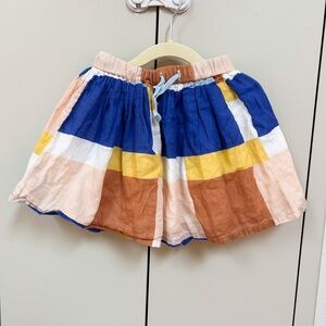 Hello Simone x Monoprix color block cute skirt sz 3-4 blue, peach, tan, yellow